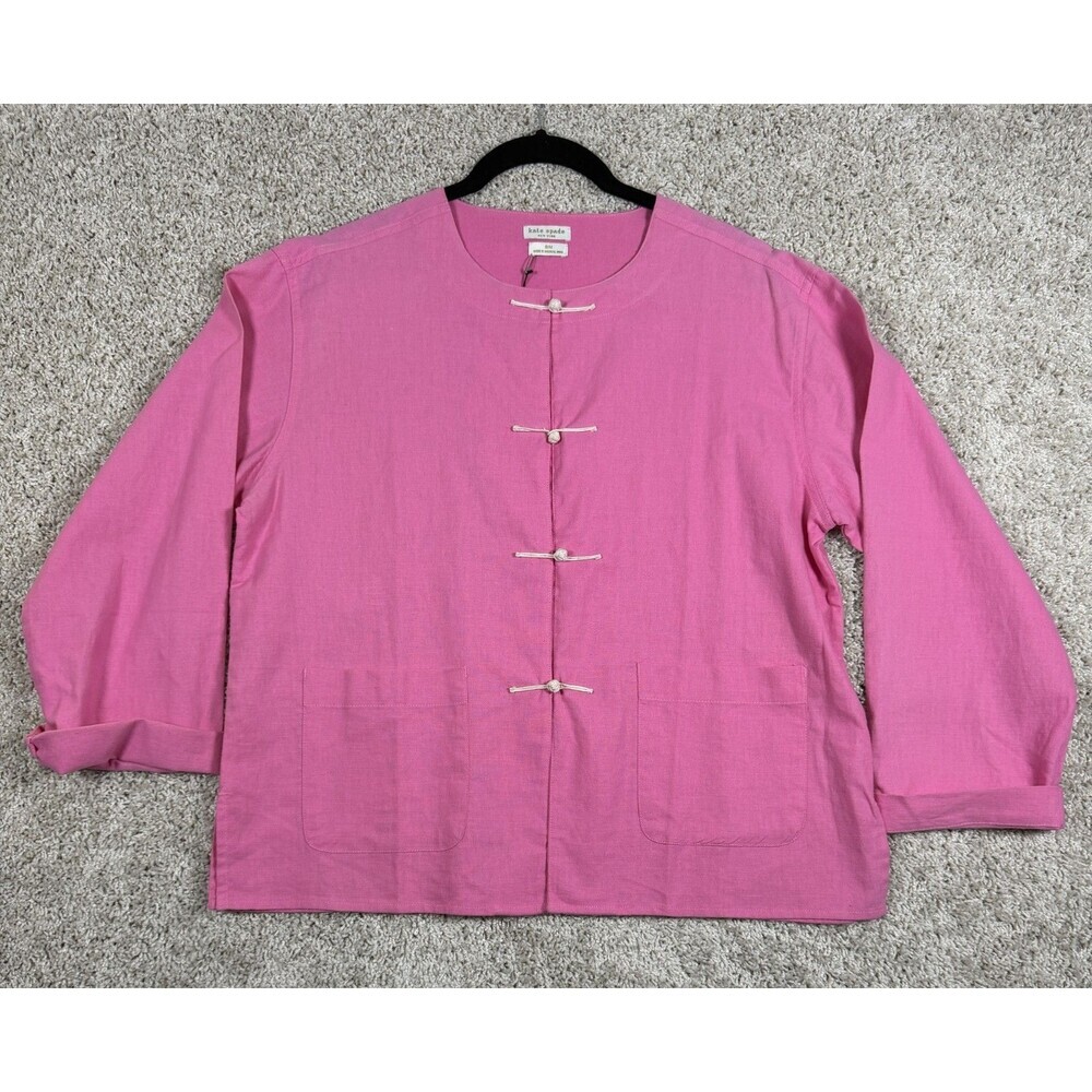 Kate Spade Chinese Frog Closure Pink Linen Jacket Top S M NWT MSRP $175